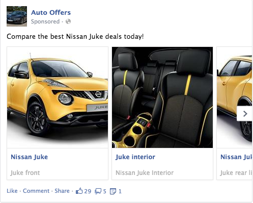Carousel ads showcasing parts of product Carousel ads showcasing parts of product